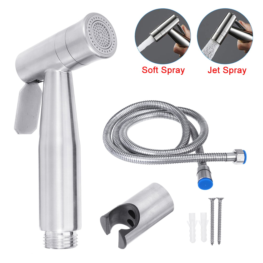 Stainless steel Sprayer Warm Water Bidet Faucet Spray Douche Hot and Cold Set 