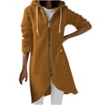 thumbnail image 4 of SDNall Hoodies for Women Solid Color Hoodie Zipper Long Sleeve Sweatshirts Irregular Hem Long Coat Tops with Pockets, 4 of 9