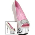 thumbnail image 2 of Ellie Shoes E-609-Lauren 6" Satin Womens Peep Toe Chrome Platform with Rhinestone Buckle. 6 / Silver, 2 of 2