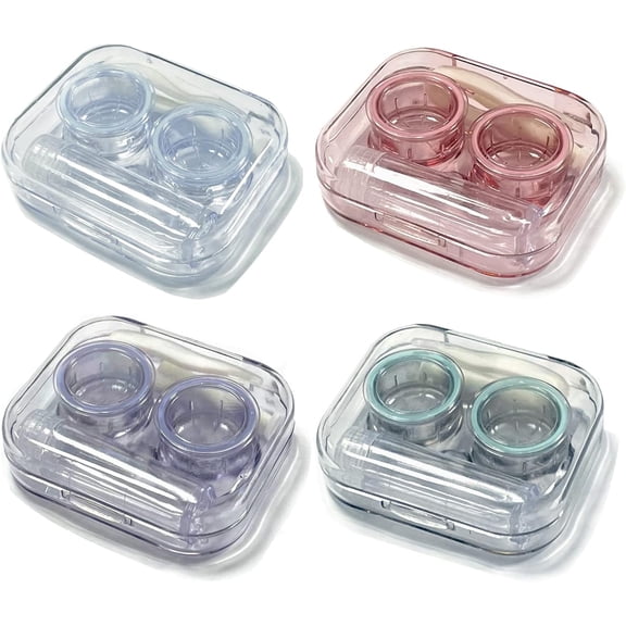 Contact Lens Case, Travel Size Flip Top Cute Colored Contact Lenses Applicator Remover Tool Kit with Solution Bottle for Daily Outdoor (4 Pack)