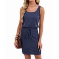 thumbnail image 2 of Women'S Waffle Knit Tank Dress Sleeveless Square Neck Casual Summer Outfit Dark Blue XXL, 2 of 9