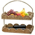thumbnail image 4 of 2 Layers Scalloped Basket Tray With Handle Rustic Decorative Woven Basket With Scalloped Edge Table Basket Organizer, 4 of 5
