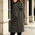 thumbnail image 3 of Jovrlynd Womens Pea Coats Suede Long Sleeve Single Breasted Hooded Winter Long Overcoat Casual Pockets Jackets, S-2XL, 3 of 7
