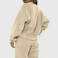 thumbnail image 4 of Elainilye Fashion Track Suits for Women Set Solid Round-Neck Pullover Top Pants 2 Piece Sport Set Hoodless Sweatsuit Set,Beige, 4 of 9