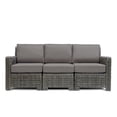 thumbnail image 1 of Krikacy 3-PCS Outdoor Wicker Modular Sofa Chair Set, All-Weather HDPE w/Thick Cushions, Grey, 1 of 6