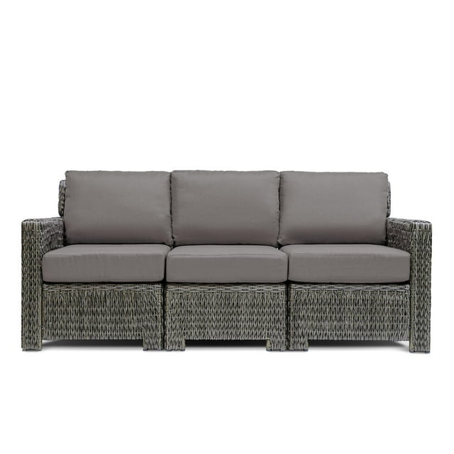 Krikacy 3-PCS Outdoor Wicker Modular Sofa Chair Set, All-Weather HDPE w/Thick Cushions, Grey