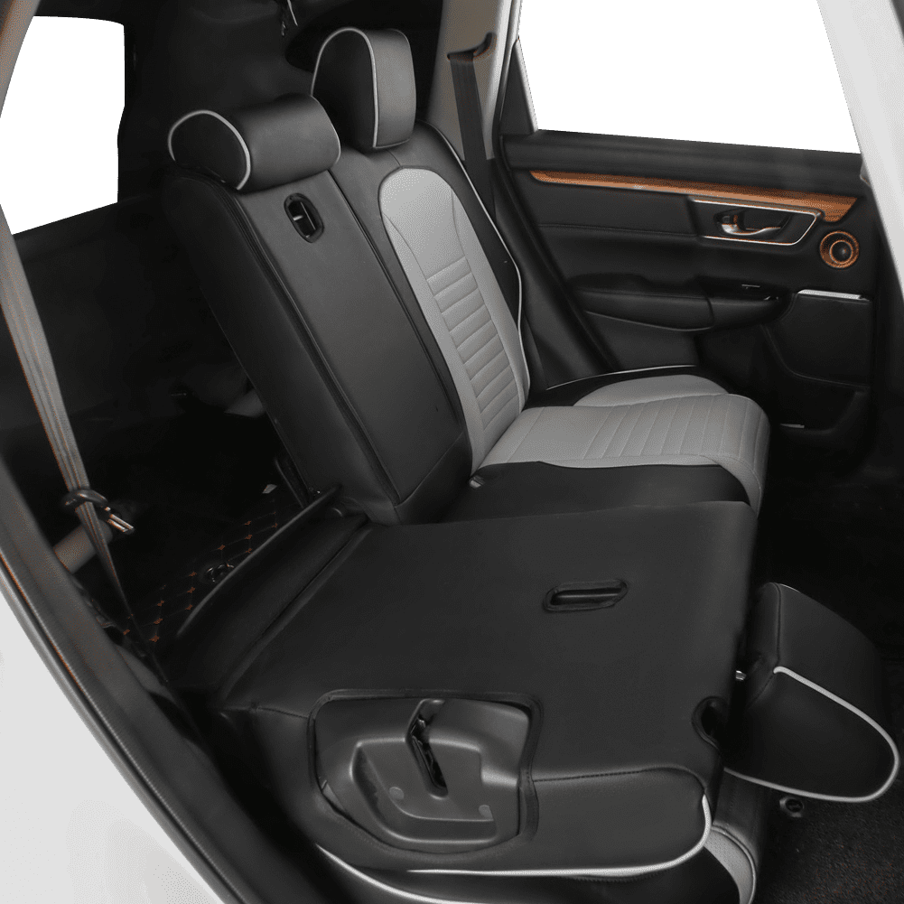 EKR CRV Seat Covers Custom Fit for Honda CRV 2015 2016 Full Set Car Seat Cover for SUV, Leather Truck Seat Protectors,Faux Leather Black/Gray
