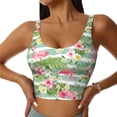 thumbnail image 3 of Goofa Tropical Flamingo Printed Sports Bras for Women, High Impact Running Bra Workout Crop Tank Tops Longline Sports Bra Push up-Small, 3 of 9