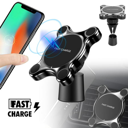 Magnetic Fast Qi Wireless Car Mount Charger, 2-in-1 Car 10W Wireless Charger & Holder for iPhone 11/11 Pro XS/XR/X, Samsung Galaxy S9/S9 Plus/S8