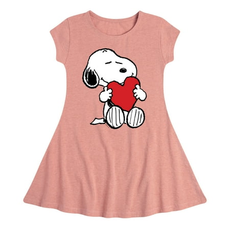 

Peanuts - Valentine s Hugging Heart - Toddler And Youth Girls Fit And Flare Dress