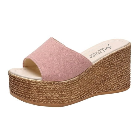 

Mackneog Slippers For Women Ladies Wedges Slippers Causal Peep Toe Shoes Cl ic Fit Sandals Gift on Clearance