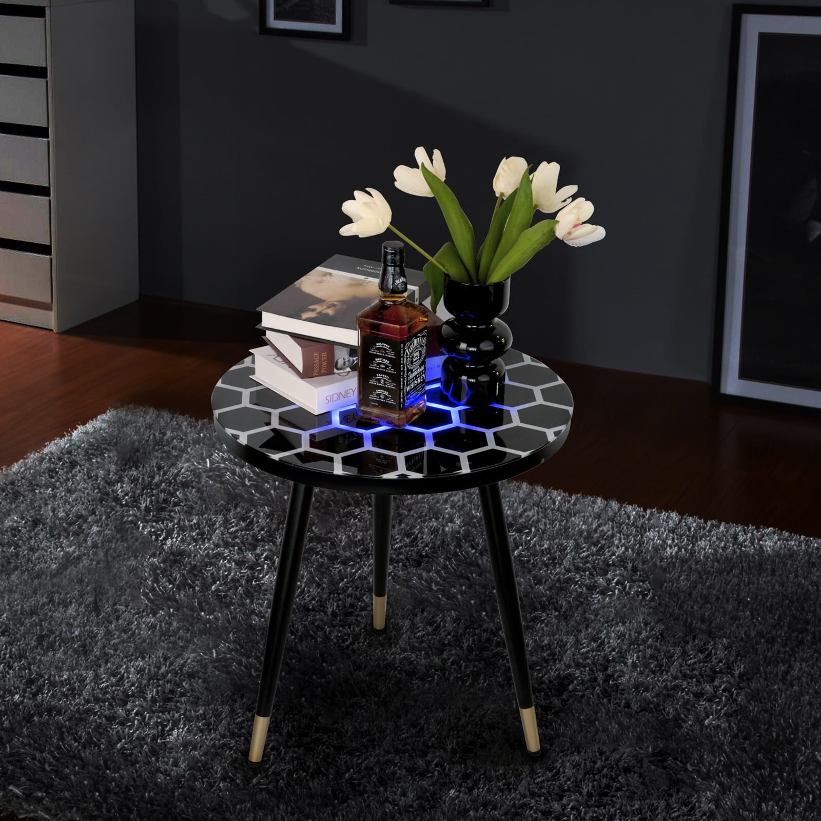 19.7" Interactive LED Touch Cocktail Table, RGB Glowing Centerpiece, Rechargeable Modern Drink Stand for Home Bar, Game Room, Parties & Entertainment