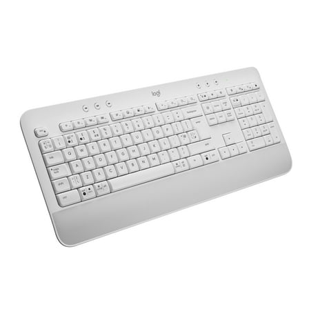 Logitech Signature K650 Comfort Full-Size Wireless Keyboard with Wrist Rest, BLE Bluetooth or Logi Bolt USB receiver, Deep-Cushioned Keys, Numpad, White