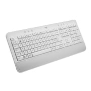Logitech Signature K650 Comfort Full-Size Wireless Keyboard with Wrist Rest, BLE Bluetooth or Logi Bolt USB receiver, Deep-Cushioned Keys, Numpad, White