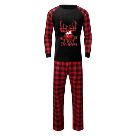 

Leutsin Christmas Man dy Plaid Print Blouse Tops+Pants Family Clothes Pajamas