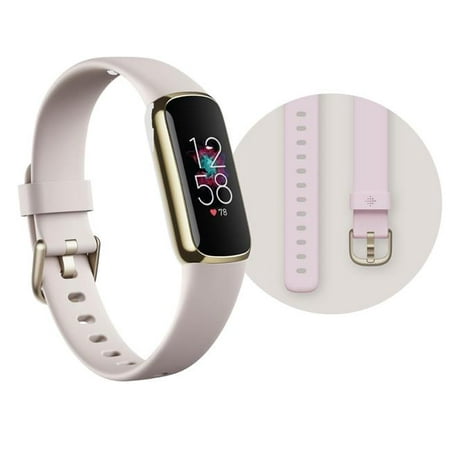 Fitbit FB422GLWT-BNDL Luxe Fitness Tracker Bundle with Bonus Small Band - White & Stainless Steel