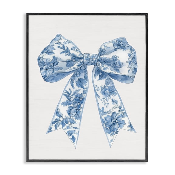 Soft Delicate Toile Bow Black Framed Giclee Art, design by Lettered and Lined