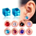 thumbnail image 2 of GKNET 1 Pairs Magnetic Ear Studs No Piercing Delicate Jewelry Cubic Zircon Fashion Mini Size-pink, 2 of 9