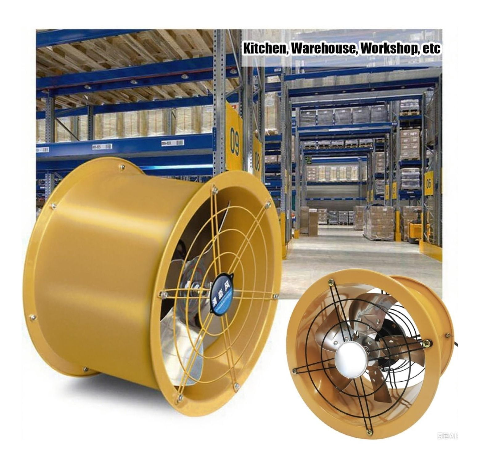 220V 10 inch Axial Fan Explosion-Proof Axial Flow Fan Cylinder Pipe Fan Tube Fan Wall Mounted Ventilator Draft Fan Tube Axial Fan 1400RPM Window Exhaust Fan for Kitchen Warehouse Workshop