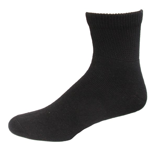 Medplus Services MEDplus Diabetic Quarter Crew Socks, Black, Large