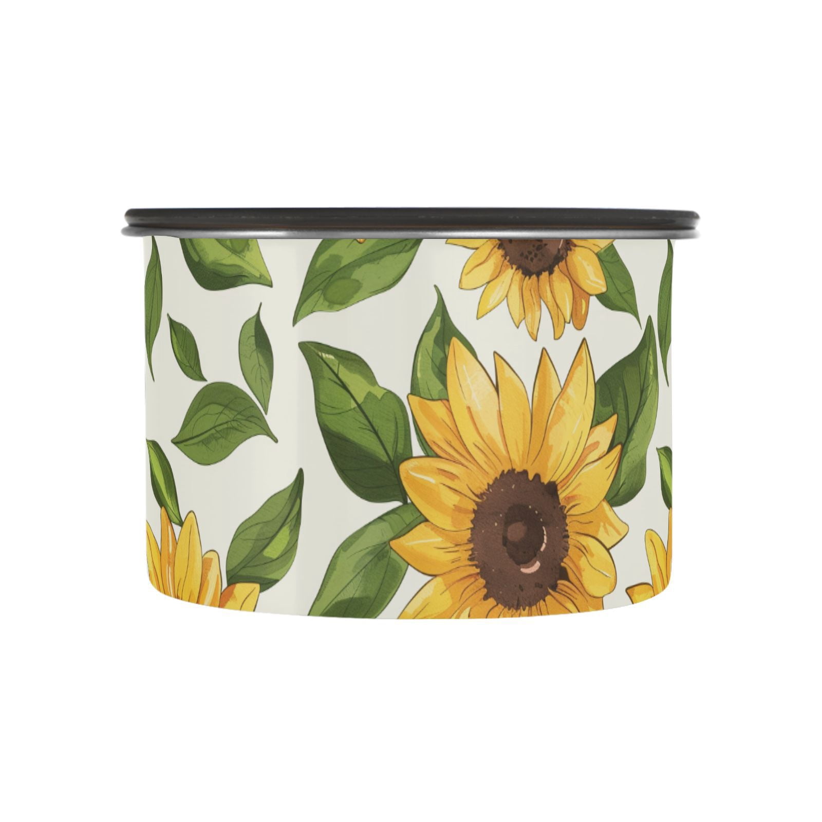 Retro Sunflower Leaves Airtight Coffee Bean Canister 30oz Food Storage Containers with Lids For Gournd, Tea, Sugar, Flour, Rice, Cereal, Candy Cookie Jar
