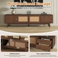 thumbnail image 6 of Harper & Bright Designs Mid Century TV Stand with Doors for 80 inch TV, Wood TV Storage Cabinet Table with Drawers and Solid Wood Legs for Living Room, Dark Brown, 6 of 14