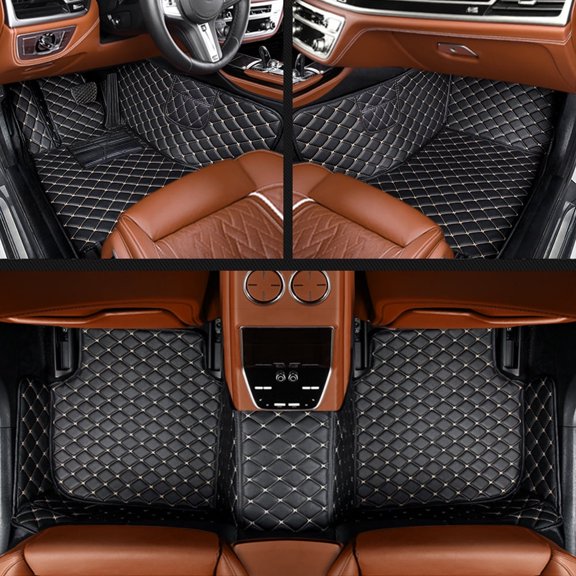 leadwolf Floor Mats for Chevrolet for Chevy Avalanche 2007–2013 5 Seats Carpet Protection All Weather PU Leather Front & Rear Full Set Black Beige with Packet 3pc