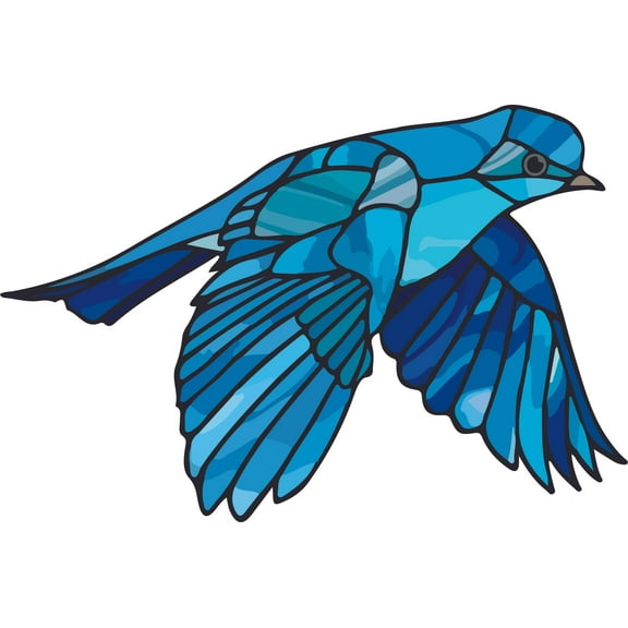 Blue Bird Birds Animal Vinyl Stained Glass Film Static Cling Window Waterproof Decal for Girls Boys Kids Room Bedroom Nursery House Fun Home Decor Stickers Wall Art Vinyl Decoration (8x10 inch)