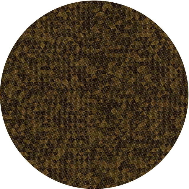 Ahgly Company Machine Washable Indoor Round Transitional Dark Bronze Brown Area Rugs, 4' Round