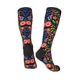 thumbnail image 4 of Daiia Sports Socks Colorful Floral Embroidery Mexican Printed Novelty Crew Socks for Men Women Knee High Socks Cotton Socks Soft & Breathable Support Unisex Socks, 4 of 9