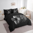 thumbnail image 3 of Homewish Happy Christmas 7 Pieces Bedding Comforter Set,Angel Wings Full Bedding Set,Black Gray Fitted Sheet Flat Sheet For Kids, Luxury Bedroom Decor Reversible, 3 of 8