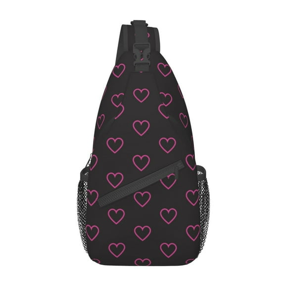ZICANCN Pink Hearts Romance Love Crossbody Sling Bag for Men Women - Casual Shoulder Backpacks for Travel Sport Climbing Runners Daypack
