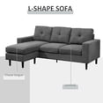 thumbnail image 5 of HomCom 3-Piece L-Shape Chaise Lounger Modern Couch Set w/ Sponge Cushions, Grey, 5 of 9