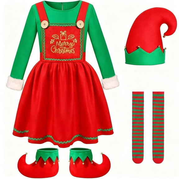 Christmas clothes Christmas decorations Elegant Style For Adults Festive Performance Outfit With Classic Red And Green Design santa suit