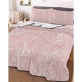 thumbnail image 3 of Quilts Twin Size Bedding Set, Pink Botanical Lightweight Quilted Comforter, Vintage Floral Plants Branch Soft Reversible Bedspread Coverlet with Pillow Covers for All Season, 68" x 86", 3 of 7