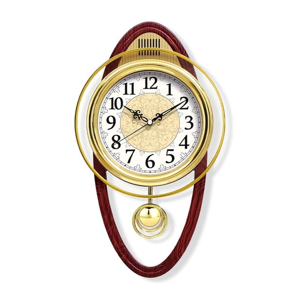 Reloj de pared de cuarzo silencioso for sala de estar, sencillo y elegante, con decoración de pared for dormitorio, reloj de pared oscilante retro europeo