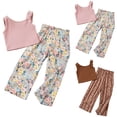 thumbnail image 2 of JUMEYU Girls Vacation Outfits Baby Girl Clothes Toddler Girl Outfit Ruffle Sleeve Shirt Pant Set Summer Summer Clothing for Girl 3T 4T (Pink,3-4 Years), 2 of 8