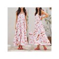 thumbnail image 4 of Suagox Women's Long Beach Dress Sleeveless Rectangle Neck Lobster Print Tiered Dress Midi Slip Dress, 4 of 10
