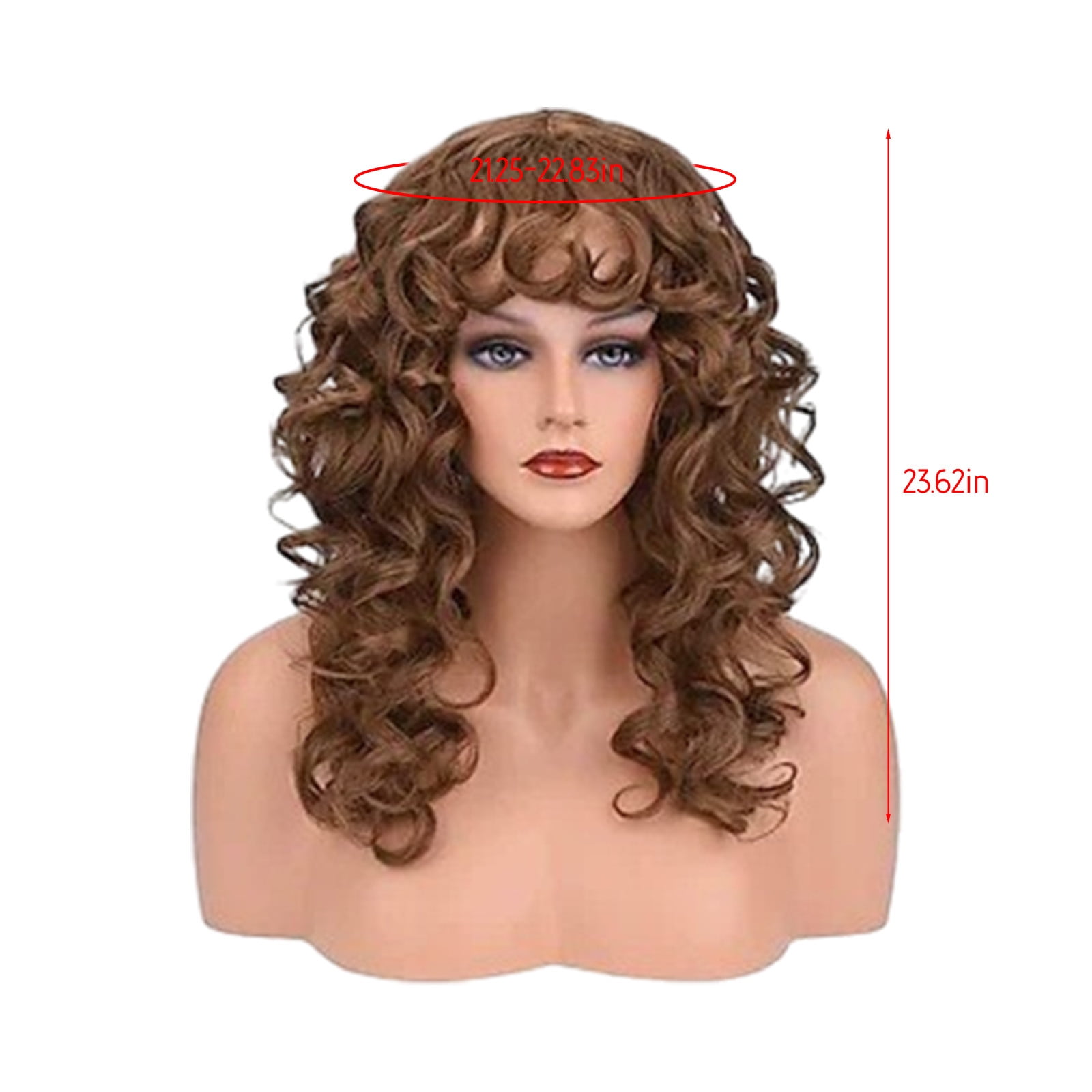 YSGFHGJW Human Hair Wig,Long Curly Wig With Bangs Hair Wig For Women Synthetic Natural Wig Various Colors Available Daily Wear Party And Cosplay Soft Wig,Coffee