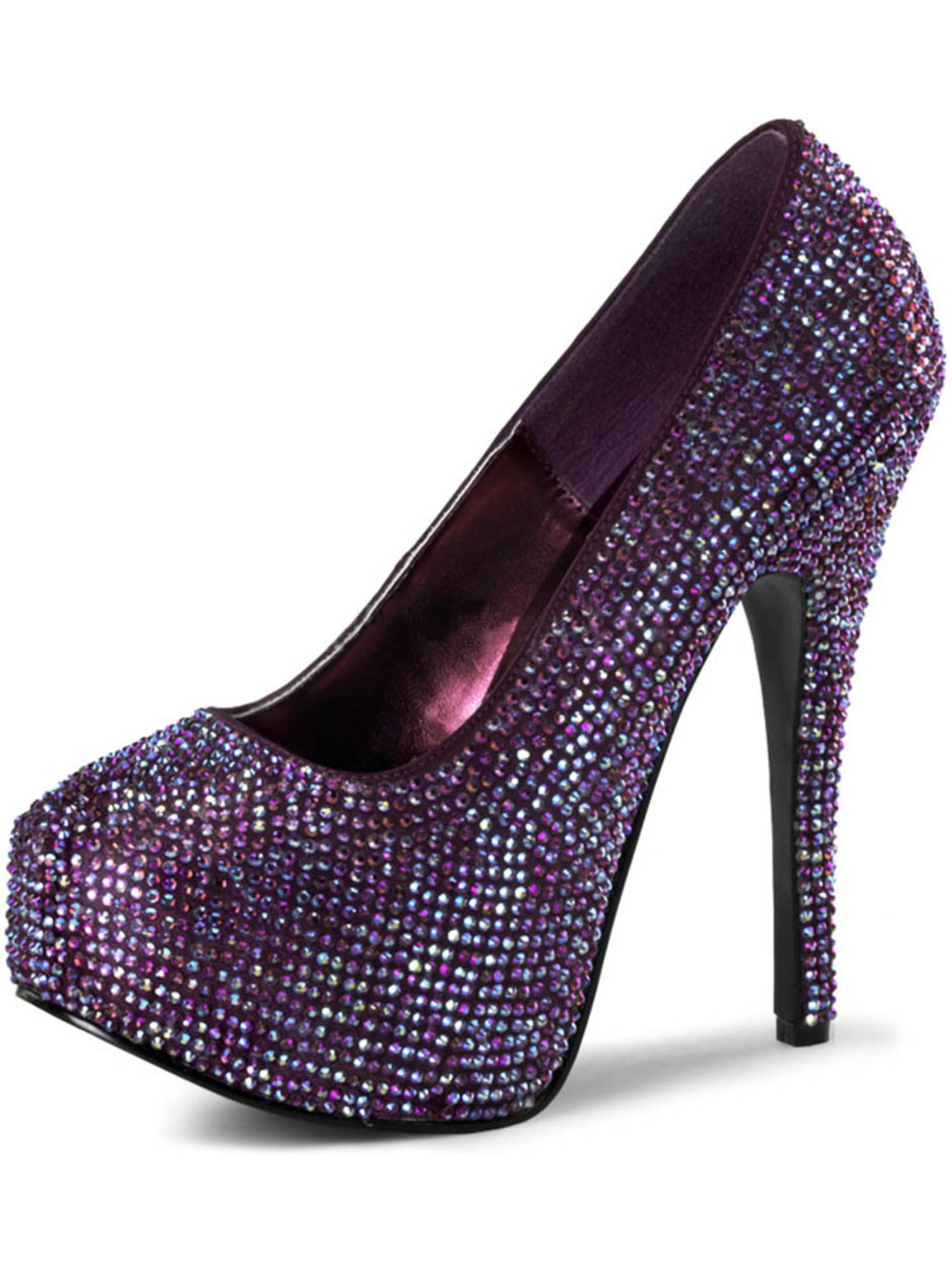 purple rhinestone heels