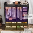 thumbnail image 3 of ChVans 73''H Armoire Wardrobe Closet with Sensor Light and 4 Drawers, Farmhouse Bedroom Armoire Cabinet with Hanging Rod, Wooden Wardrobe Cabinet with folding sliding barn door for Bedroom, 3 of 9