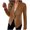 Brown, variant on Women Autumn And Winter Casual Fashion Simple Solid Color Lapel Suit Zipper Pocket Long Sleeve Casual Jacket Coat