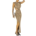 thumbnail image 2 of SAYOO Vestido de Verano para Mujer con Abertura Larga 2022, Color sólido Liso Sin Mangas con Cuello en O Irregular Dividido Vestido Hueco, Fiesta de Verano para Mujer/Club/Bar Estilo Trajes Largos SAYOO  casual, 2 of 5