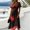 Deep Red, variant on Womens Halloween Dress Spider V Neck Pumpkin Casual Wedding Guest Dresses Witch Hat Short Sleeve Vintage Wrap Dress L