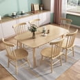 thumbnail image 2 of BALANBO Wardell 63 Inch 7-Piece Farmhouse Solid Wood Dining Table Set with 6  Windsor Chairs Kitchen Room Furniture ,Natural, 2 of 7