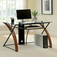 thumbnail image 2 of ENITIAL STAR Kyran Contemporary Glass Top Computer Desk in Oak and Black, 2 of 4