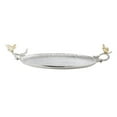 thumbnail image 3 of 21 Inch Decorative Tray Set of 2, Perched Birds Silver Metal, Large, 3 of 5