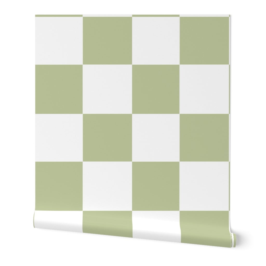 Checkerboard Check Checkered Pattern in Sage Green and Off White Wallpaper  by Kierkegaard Design Studio  Society6