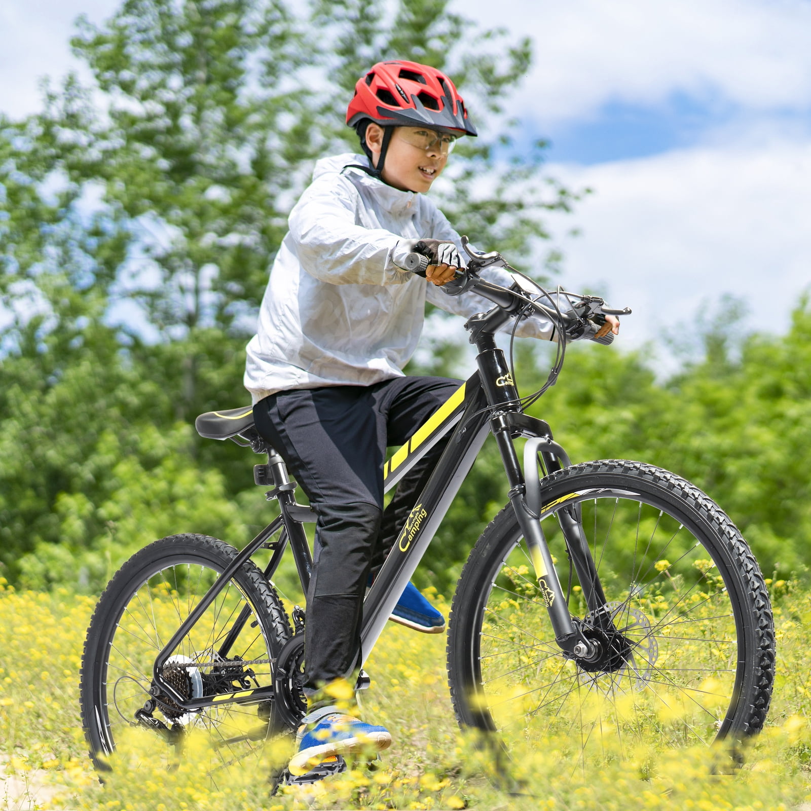 UBesGoo 24in Mountain Bike Shimano 21 Speed  with Disc Brake, Black Yellow