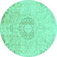 thumbnail image 1 of Ahgly Company Indoor Round Abstract Turquoise Blue Modern Area Rugs, 3' Round, 1 of 4